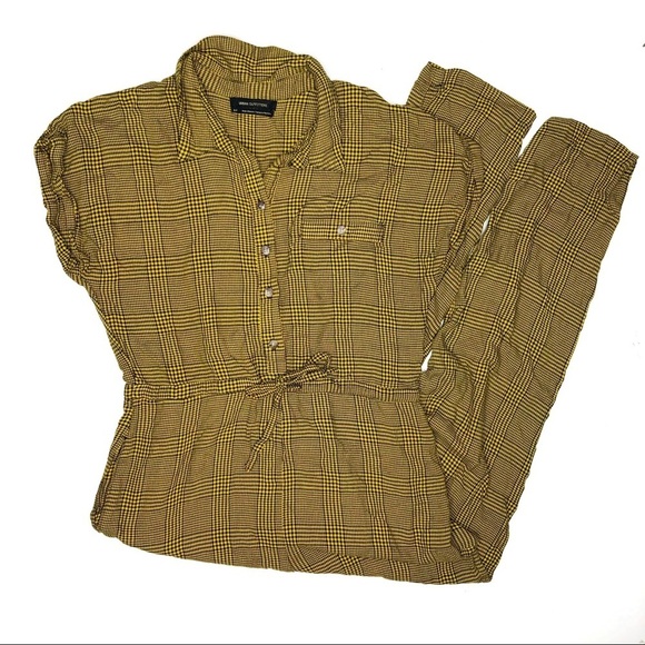 Urban Outfitters Plaid Jumpsuit Yellow Black S - Picture 3 of 6
